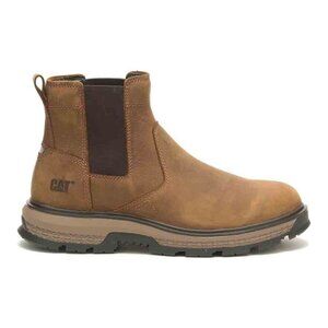 Caterpillar Men’s Exposition Chelsea Work Boot P51060 Brown Leather Safety Toe